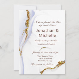 Modern Dusty Blue Gold Abstract Christelijk huweli Kaart