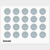 Modern Dusty Blue Gold Cross Boy Baptism  Ronde Sticker (Vel)