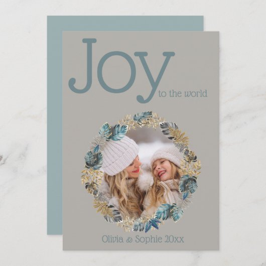 Modern Dusty Blue Gold Foliage Photo Lijst (Voorkant / Achterkant)