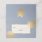 Modern Dusty Blue Gold Succulenten Bruiloft Plaatskaartje (Buitenkant ongevouwen)