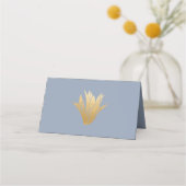 Modern Dusty Blue Gold Succulenten Bruiloft Plaatskaartje (Achterkant)