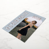 Modern Dusty Blue Gray Photo Graduation Rose Gold Folie Uitnodiging (Gedraaid)