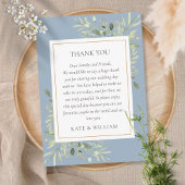 Modern Dusty Blue Greenery Wedding Bedankt Plaatskaartje