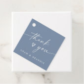 Modern Dusty Blue Handwritten Thank You Wedding Bedankjes Labels (In situ)