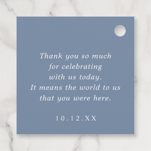 Modern Dusty Blue Handwritten Thank You Wedding Bedankjes Labels (Achterkant)