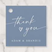 Modern Dusty Blue Handwritten Thank You Wedding Bedankjes Labels (Voorkant)