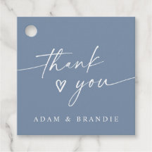 Modern Dusty Blue Handwritten Thank You Wedding