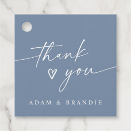 Modern Dusty Blue Handwritten Thank You Wedding Bedankjes Labels