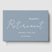Modern Dusty Blue Happy Retirement Personalized  Gastenboek (Voorkant)