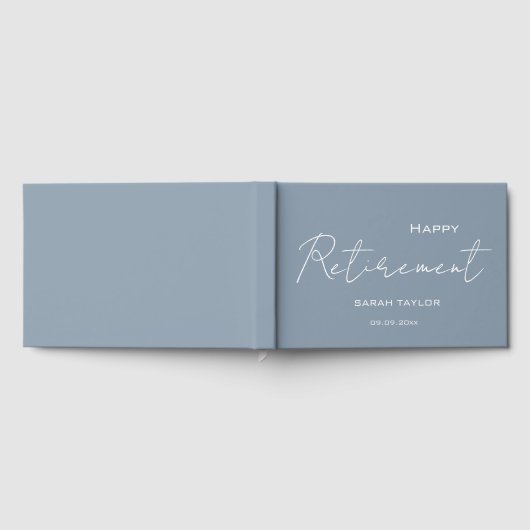 Modern Dusty Blue Happy Retirement Personalized  Gastenboek (Volledig)