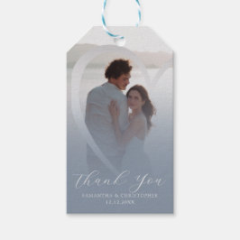 Modern Dusty Blue Heart & Photo Wedding Dank u Cadeaulabel