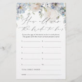 Modern Dusty Blue Hoe oud was de bruid om spel te  (Voorkant)