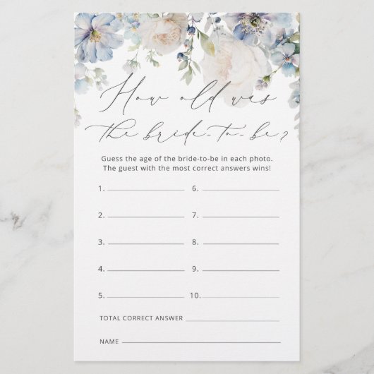 Modern Dusty Blue Hoe oud was de bruid om spel te (Voorkant)