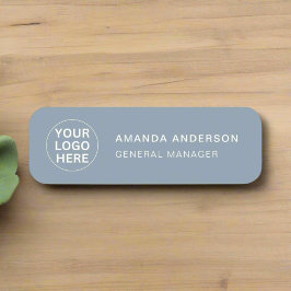 Modern Dusty Blue l Business Logo Medewerker Naamplaatje