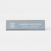 Modern Dusty Blue L Professional Company Logo Bureau Naambordje (Voorkant)