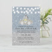Modern Dusty Blue Lantern Wedding Kaart (Staand voorkant)