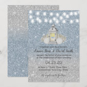 Modern Dusty Blue Lantern Wedding Kaart (Voorkant / Achterkant)