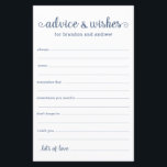 Modern Dusty Blue LGBTQ Weddenschap en wenst<br><div class="desc">Deze eenvoudige, stoffige blauwe en witte, moderne, minimale, handgeschreven script LGBTQ Advice & Wishes lakens zijn perfect voor je vrijgezellenfeest, repetitief diner of bruiloft voor gasten om het gelukkige paar in te vullen. Mensen zullen graag de herinneringen krijgen - ze maken het zo makkelijk om liefhebbende woorden van advies en...</div>