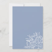 Modern Dusty Blue Line Art Floral Wedding Kaart (Achterkant)