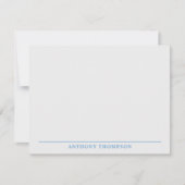 Modern Dusty Blue Line Stationery Notitiekaartje (Voorkant)