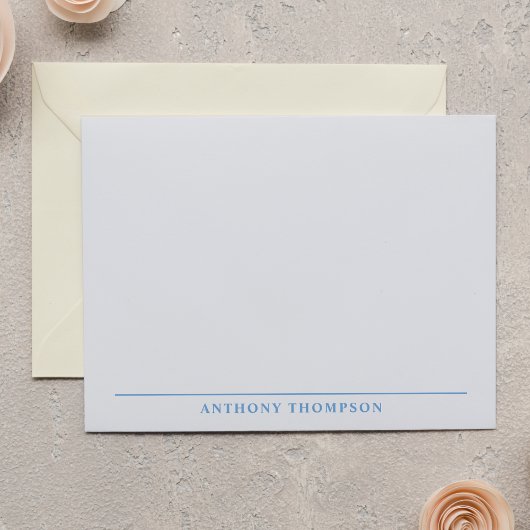 Modern Dusty Blue Line Stationery Notitiekaartje