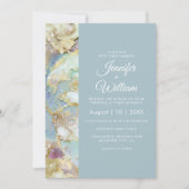 Modern Dusty Blue Marble Elegant Chic Wedding Kaart (Voorkant)