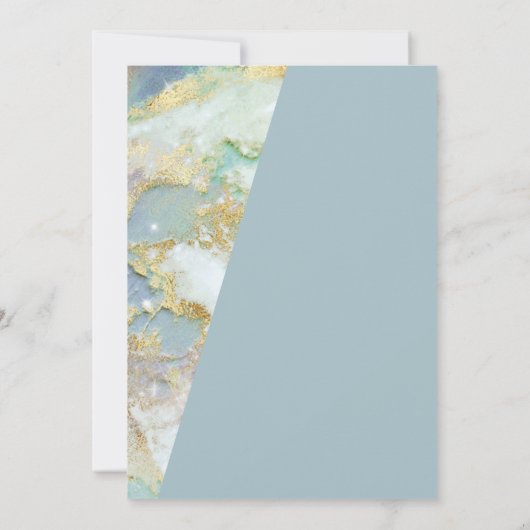 Modern Dusty Blue Marble Elegant Chic Wedding Kaart (Achterkant)