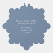 Modern Dusty Blue Merry Christmas Foto Ornament Kaart (Achterkant)