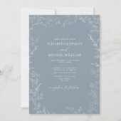 Modern Dusty Blue Minimal Leaf Photo Wedding Kaart (Voorkant)