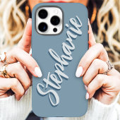 Modern Dusty Blue Minimal Script Naam Case-Mate iPhone Case