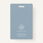 Modern Dusty Blue Minimalist Employee Photo Badge (Achterkant)