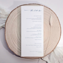 Modern Dusty Blue Minimalist Handwriting Wedding Menu
