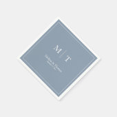 Modern Dusty Blue Minimalist Monogram Weddenschap Servet (Hoek)