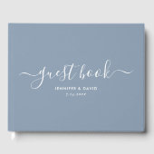 Modern Dusty Blue Minimalist Script Wedding Gastenboek (Voorkant)