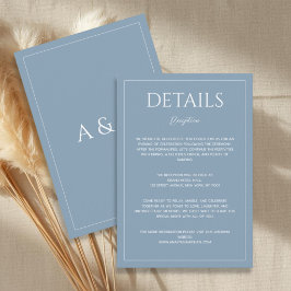 Modern dusty blue minimalist wedding details informatiekaartje