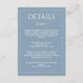 Modern dusty blue minimalist wedding details informatiekaartje (Voorkant)