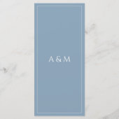 Modern dusty blue minimalist wedding menu (Achterkant)