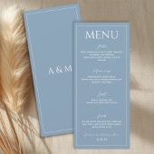Modern dusty blue minimalist wedding menu