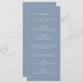 Modern Dusty Blue Minimalist Wedding Menu (Voorkant / Achterkant)