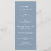Modern Dusty Blue Minimalist Wedding Menu (Voorkant)