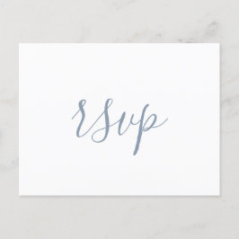 Modern Dusty Blue Minimalistische bruiloft RSVP Briefkaart