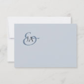 Modern Dusty Blue Monogram Foto Weddenschap Bedank (Achterkant)