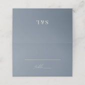 Modern Dusty Blue Monogram Minimalistische bruilof Plaatskaartje (Buitenkant ongevouwen)
