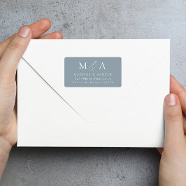 Modern Dusty Blue Monogram Return Address Etiket
