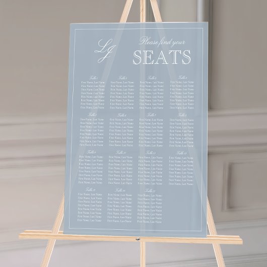 Modern Dusty Blue Monogram Script Wedding Seat Acryl Bord