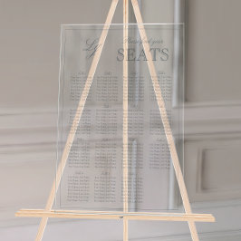 Modern Dusty Blue Monogram Script Wedding Seat Acryl Bord