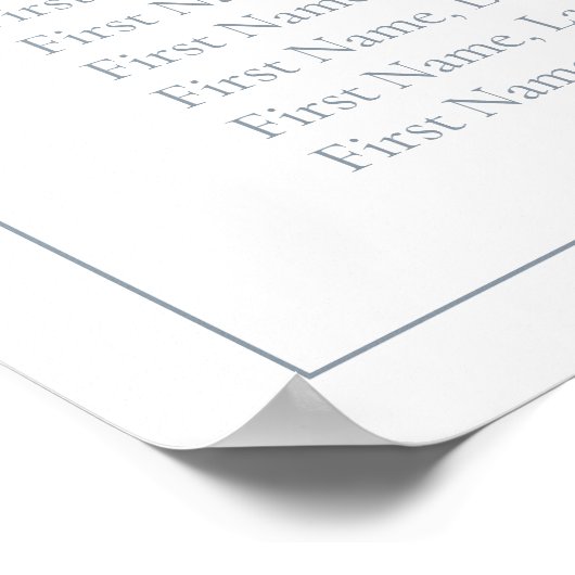 Modern Dusty Blue Monogram Script Wedding Seat Poster (Hoek)