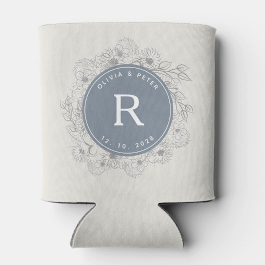 Modern Dusty Blue Monogram Wedding Blikjeskoeler (Achterkant)