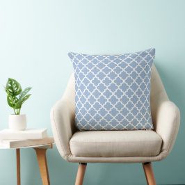 Modern Dusty Blue Moroccan Quatrefoil Pattern Kussen