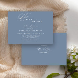 Modern Dusty Blue nacht voor repetitie diner Kaart